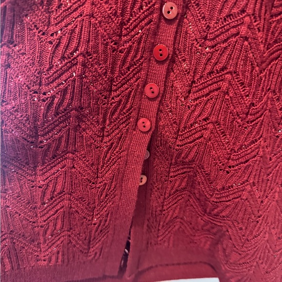 Reformation Sutton Regenerative Merino Open Knit Sweater in Chianti - Picture 4 of 4